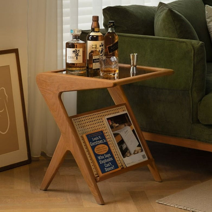 Modern Solid Wood End Table Lamp Stand