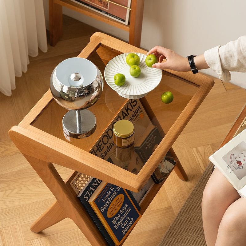 Modern Solid Wood End Table Lamp Stand