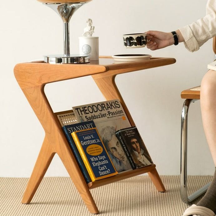 Modern Solid Wood End Table Lamp Stand