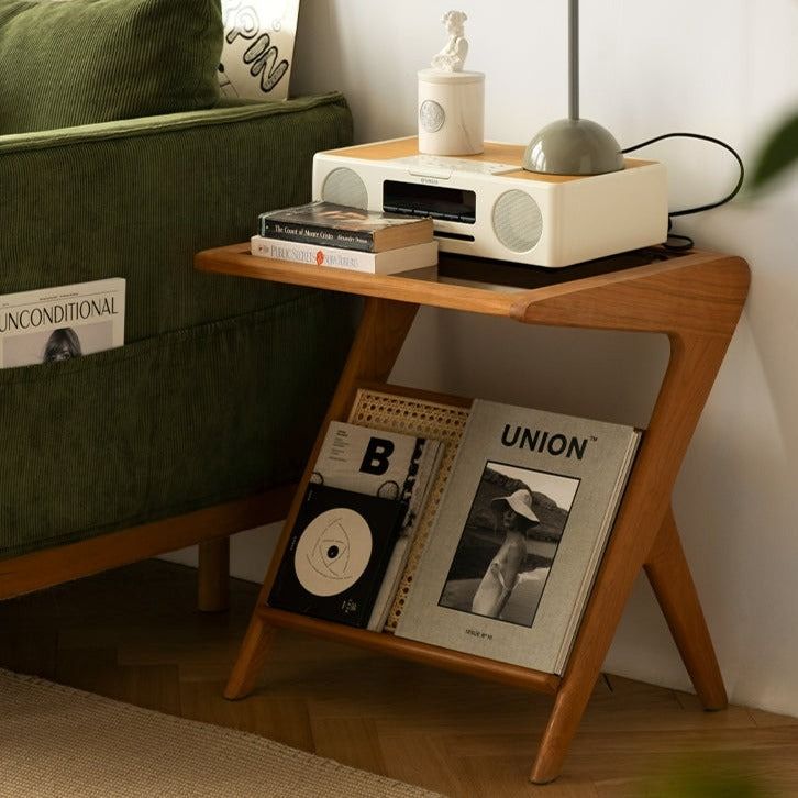 Modern Solid Wood End Table Lamp Stand