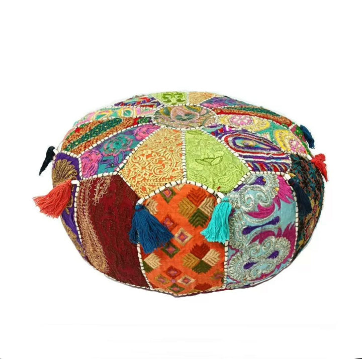 Handmade Cotton Patchwork Pouf