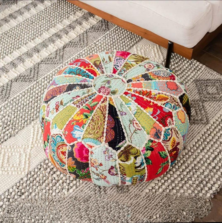 Handmade Cotton Patchwork Pouf