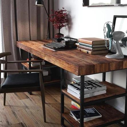 Modern Industrial Solid Wood Office Table