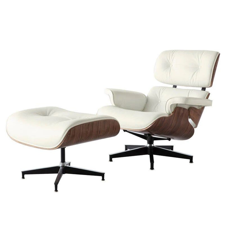 Leather Lounge Chair With Ottoman
