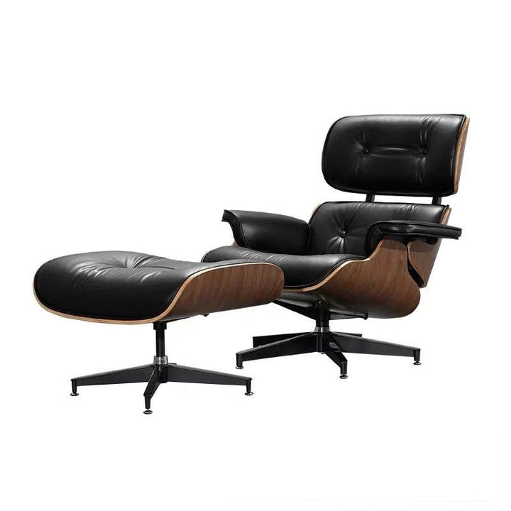 Leather Lounge Chair With Ottoman