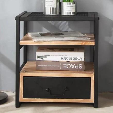 JANE Modern Industrial Solid Wood Bedside Table