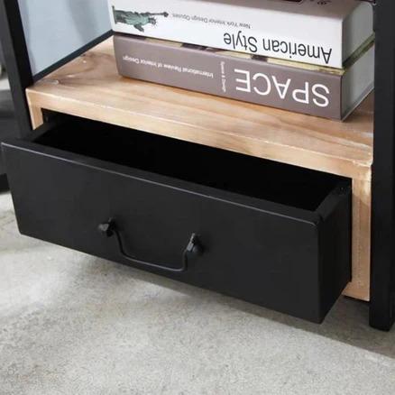 JANE Modern Industrial Solid Wood Bedside Table