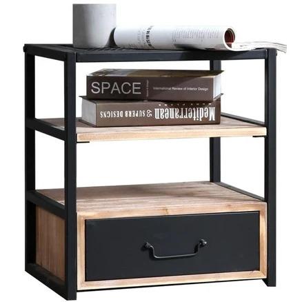 JANE Modern Industrial Solid Wood Bedside Table