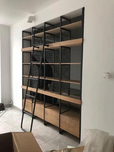 Modern Industrial Solid Wood Bookshelf