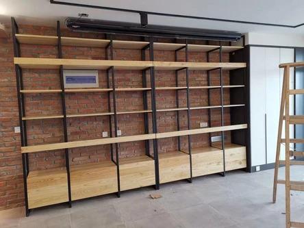 Modern Industrial Solid Wood Bookshelf