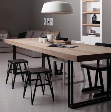 Modern Industrial Solid Wood Dining Table