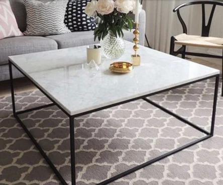 Minimalist Wire Frame Modern Marble Coffee Table