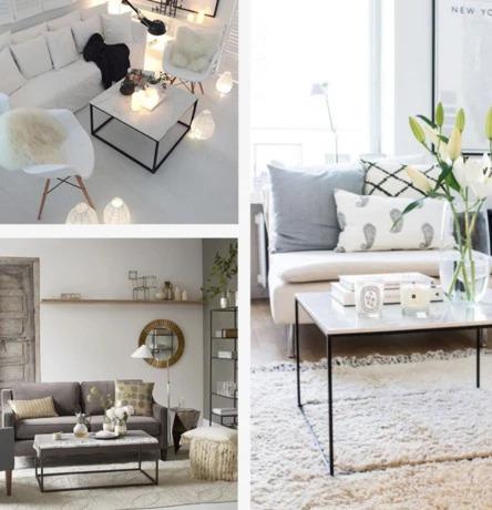 Minimalist Wire Frame Modern Marble Coffee Table