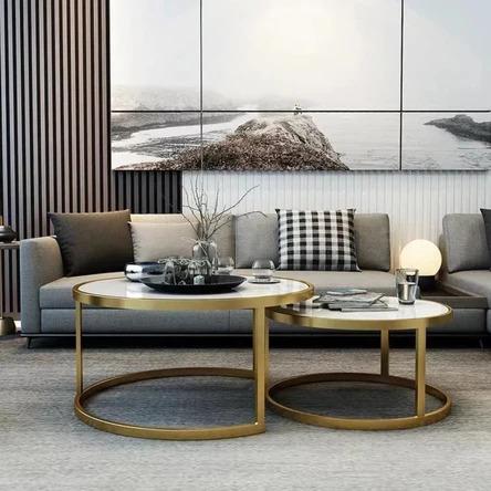 Tempered Glass Round Nesting Coffee Table