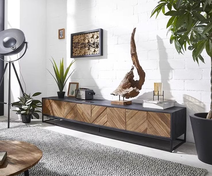 Industrial Wood TV Console