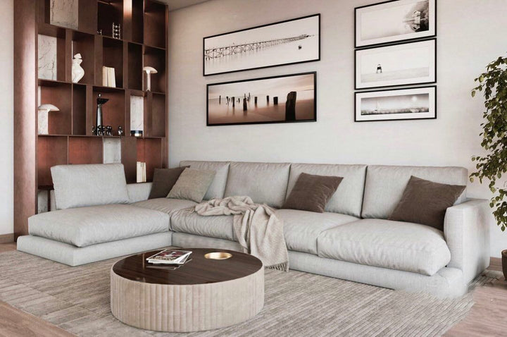 Luxe 2 Piece Upholstered Chaise Sectional Sofa