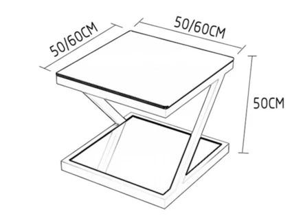 Contemporary Z Design Tempered Glass Top Side Table