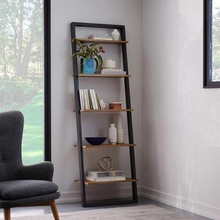 Industrial Solid Wood Ladder Display Shelf