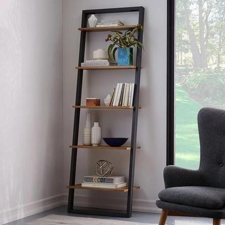 Industrial Solid Wood Ladder Display Shelf