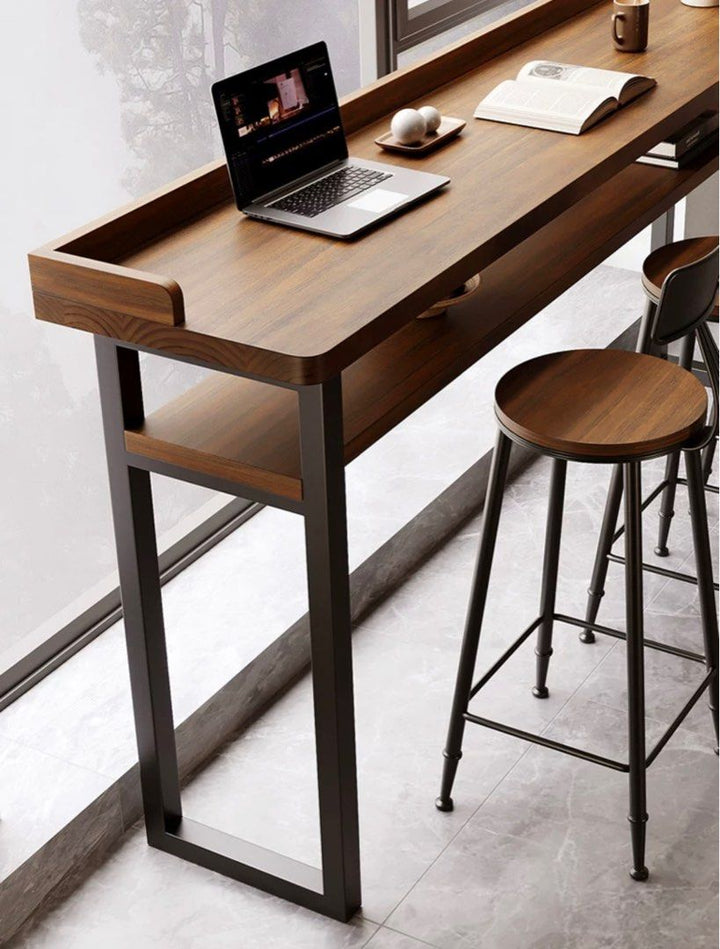 Rustic Solid Wood Bar Table & Stools