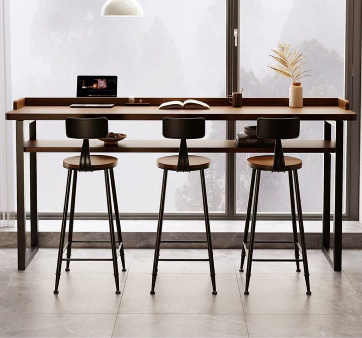 Rustic Solid Wood Bar Table & Stools