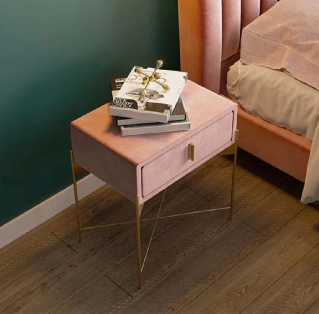 Drawer Velvet Nightstand