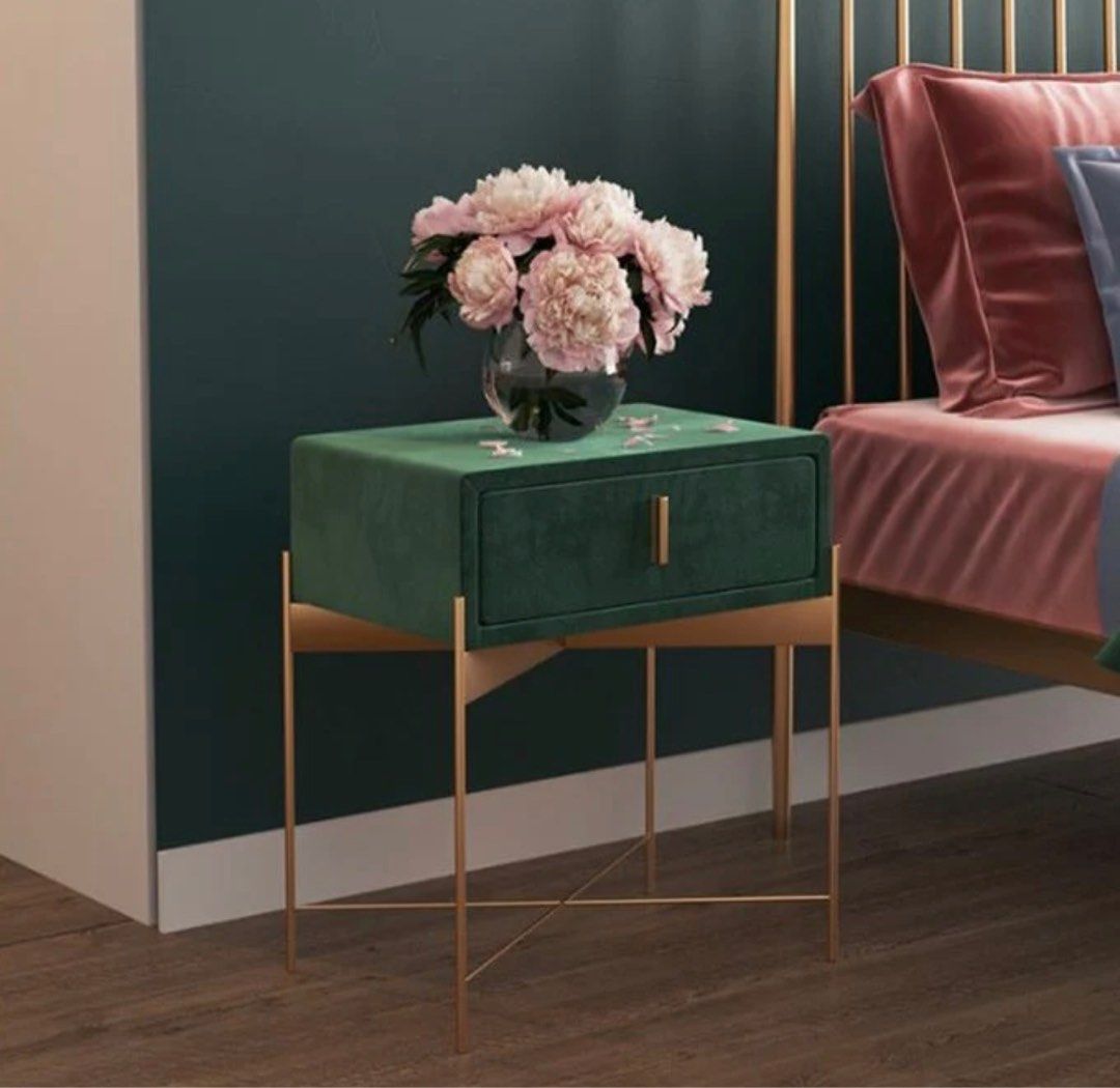 Drawer Velvet Nightstand