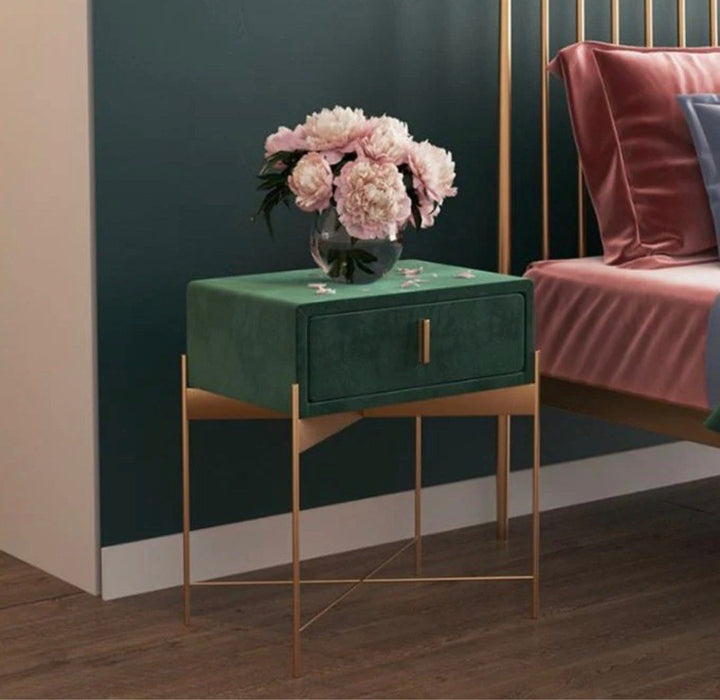 Drawer Velvet Nightstand