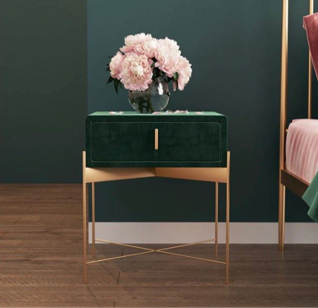 Drawer Velvet Nightstand