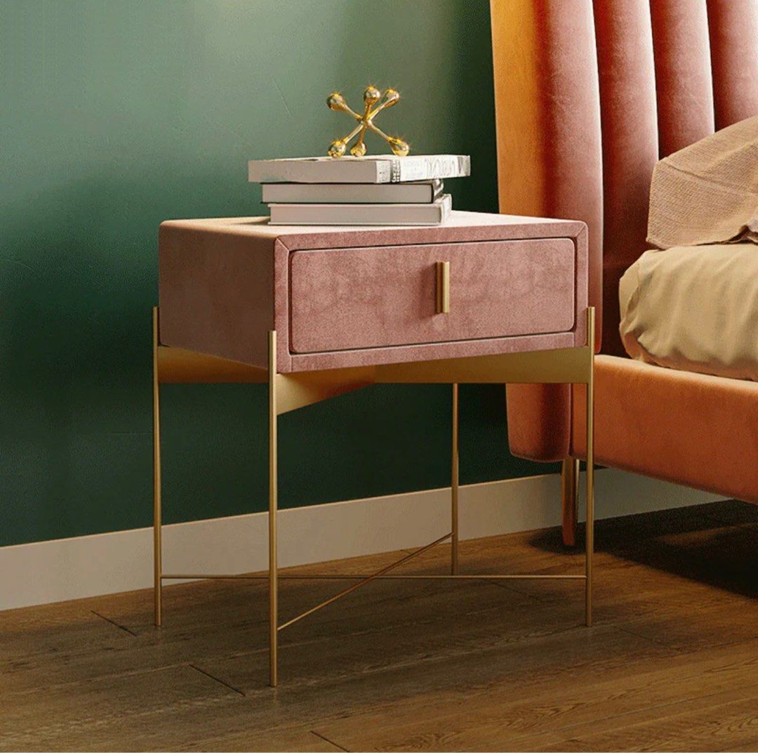 Drawer Velvet Nightstand