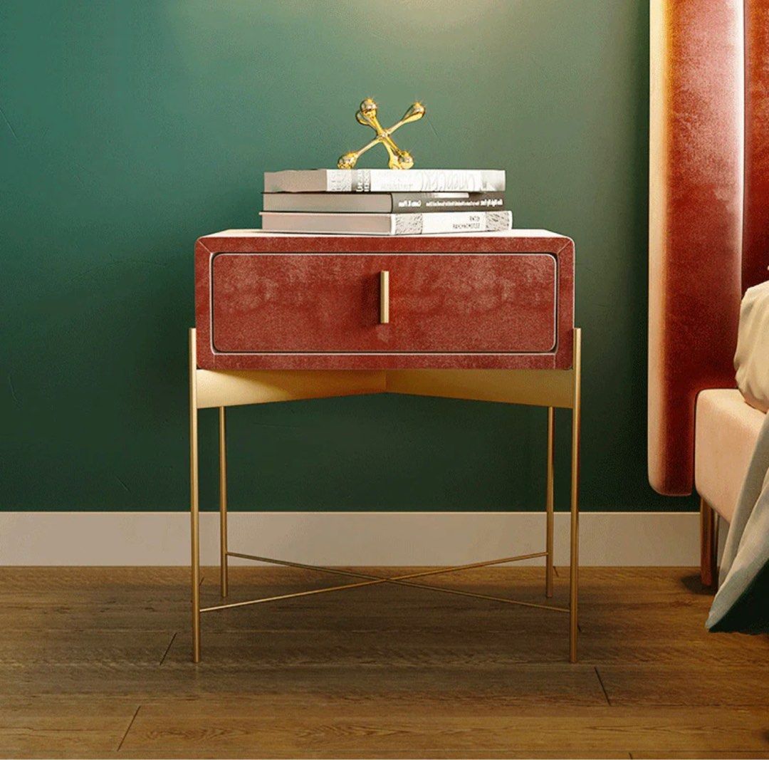 Drawer Velvet Nightstand