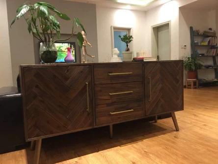Acacia Wood Herringbone Sideboard