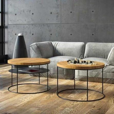RACHEL Modern Industrial Wireframe Round Coffee Table