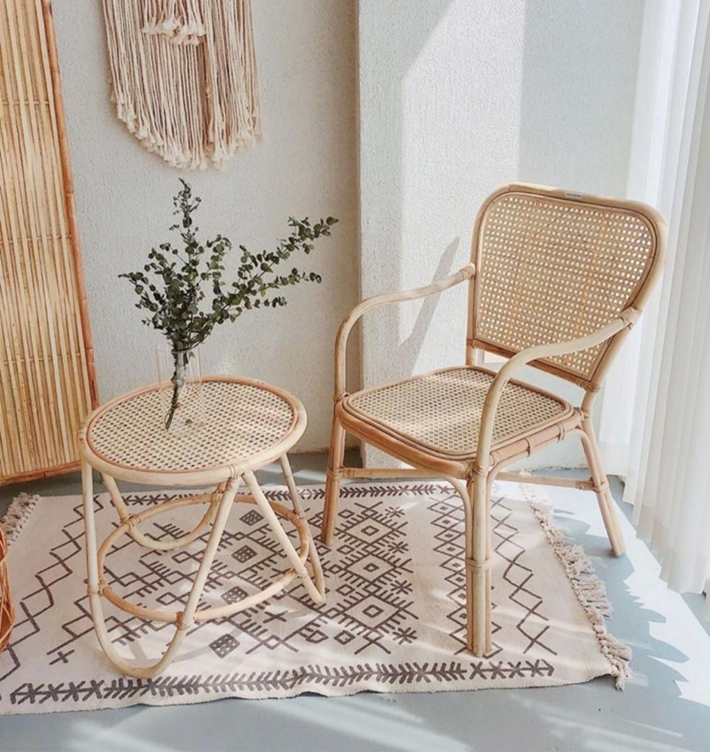 Rattan Chair and Cofee Table