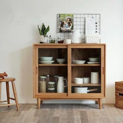 Wooden Display Cabinet Glass Sliding