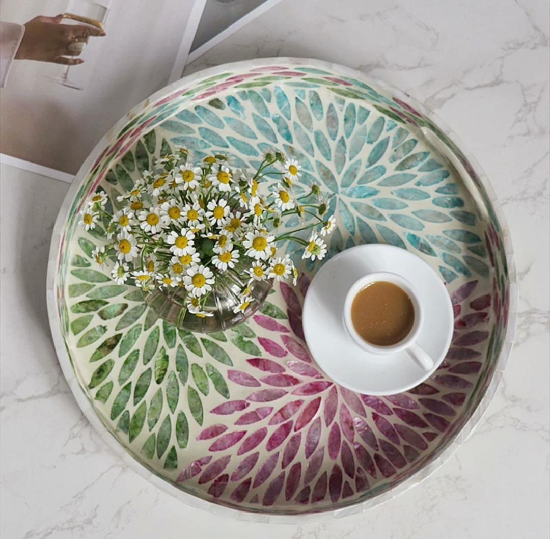 Round Mother Of Pearl  Deco Storage Tray