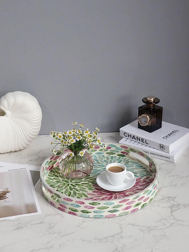 Round Mother Of Pearl  Deco Storage Tray