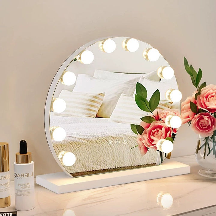 Round Wood Dresser Mirror