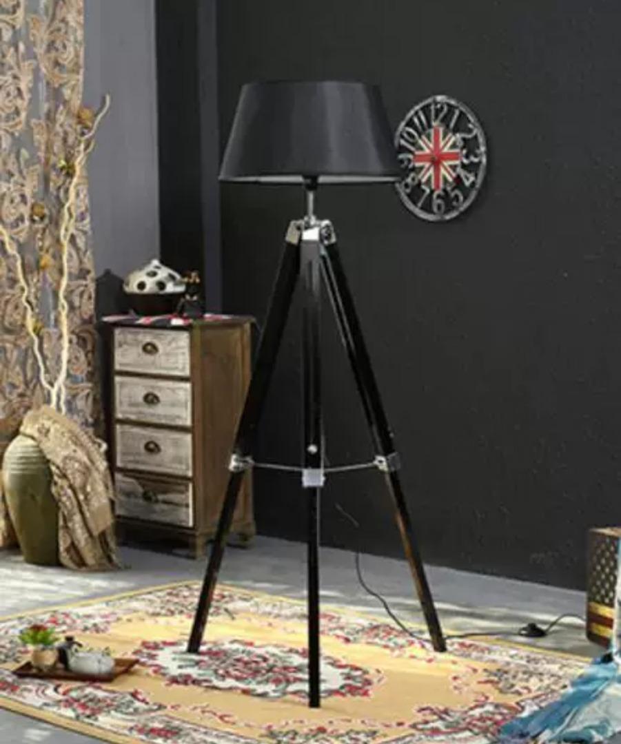 Rustic Wood Tripod Floor Lamp