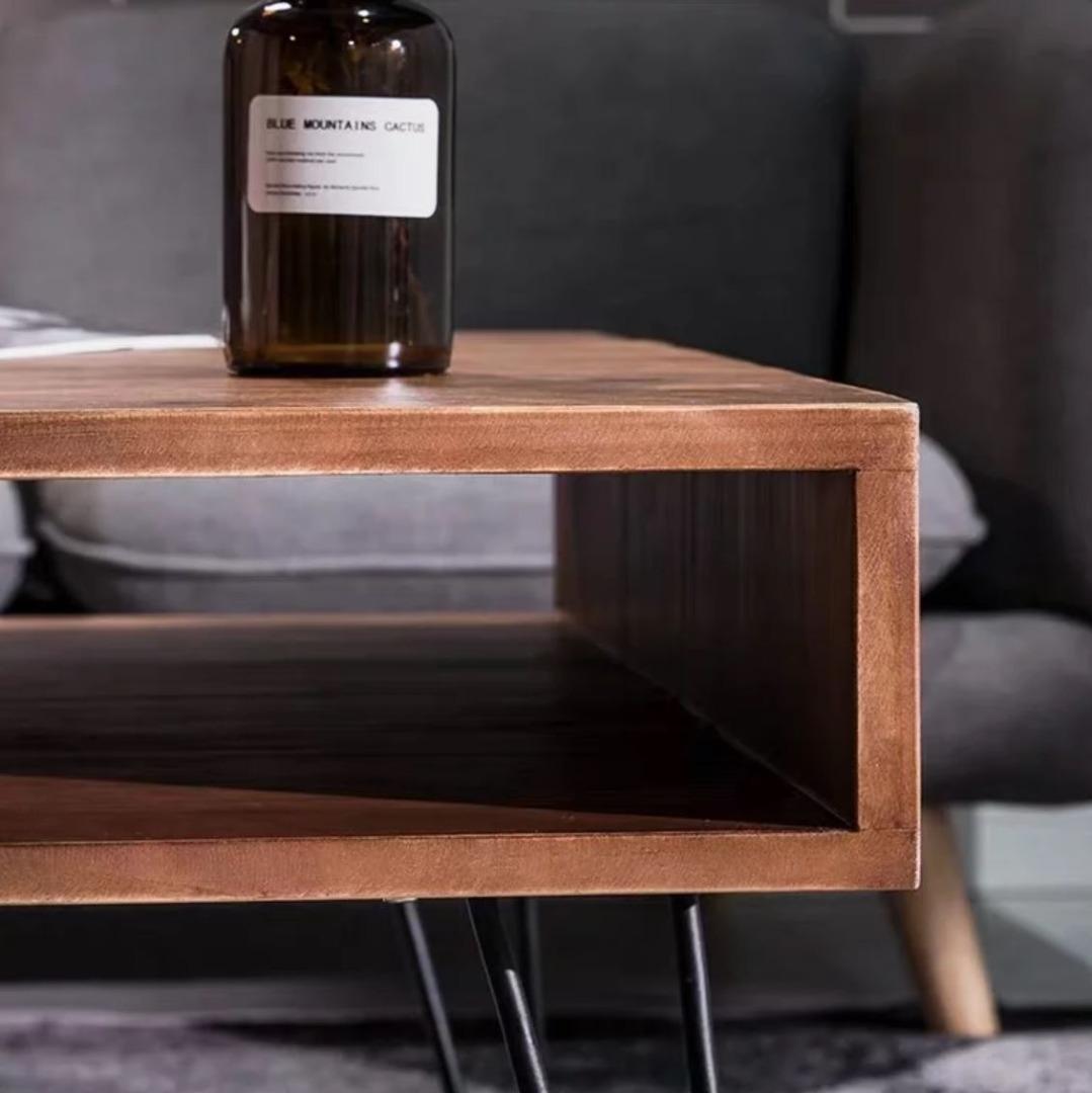 Modern Rustic Industrial Solid Wood Coffee Table