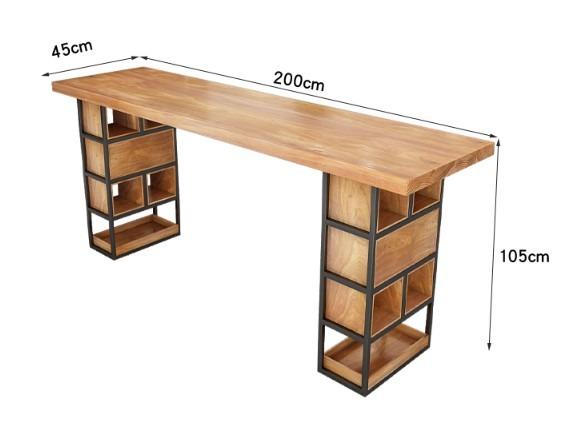 Solid Wood Bar Table with Storage