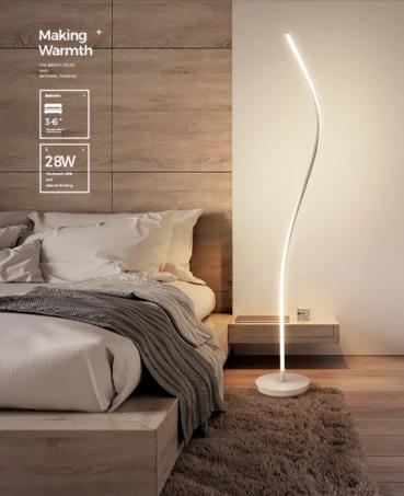 Contemporary Minimalist LED Swirl Standing Lamp