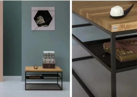 Modern Industrial Mixed Element Wood Coffee Table