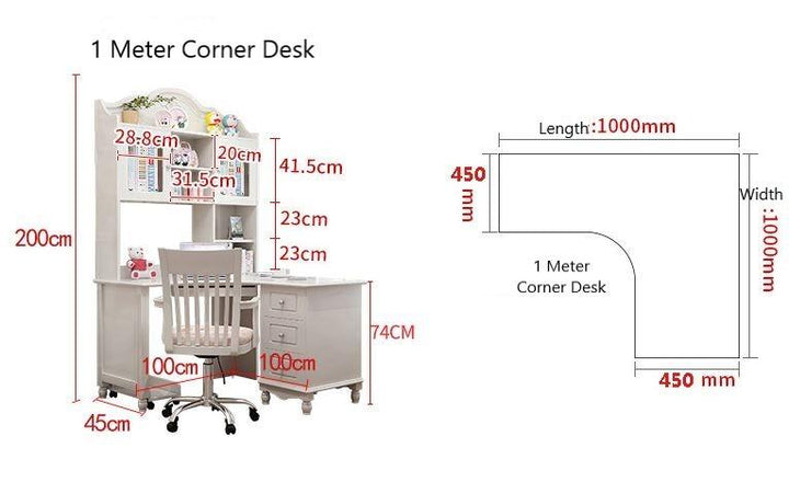 SHEEN Corner Desk Study Table and Bookcase
