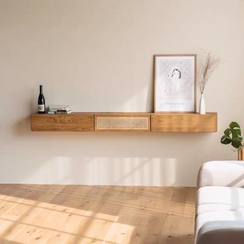 Solid Ash Wood Floating TV Stand