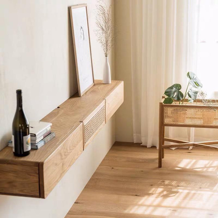 Solid Ash Wood Floating TV Stand