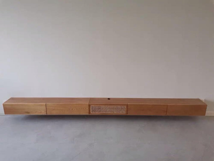 Solid Ash Wood Floating TV Stand