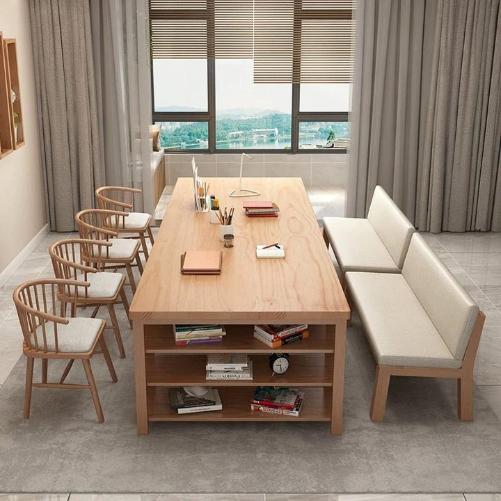 Solid Pine Open Storage Study Table