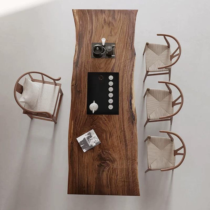 Solid Walnut Acrylic Dining Table