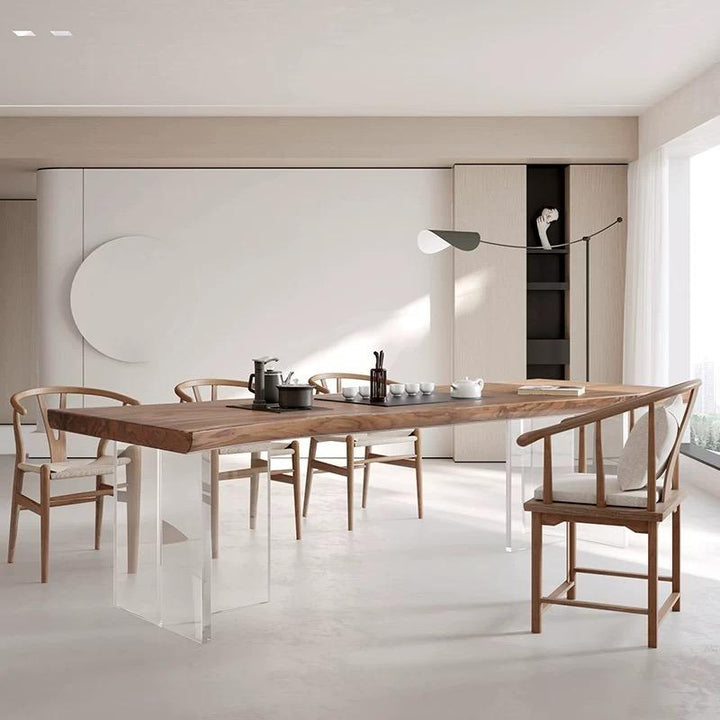 Solid Walnut Acrylic Dining Table